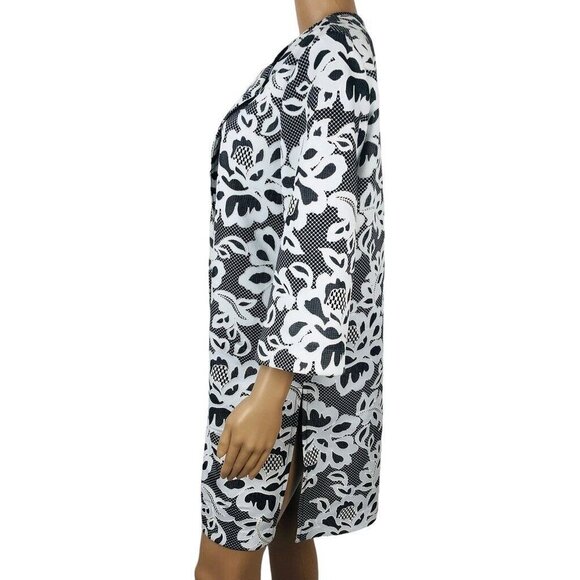 Jones Studio Jacket Embroidered Jacquard Lace Print Open Front Dress Coat Blazer - Picture 6 of 8